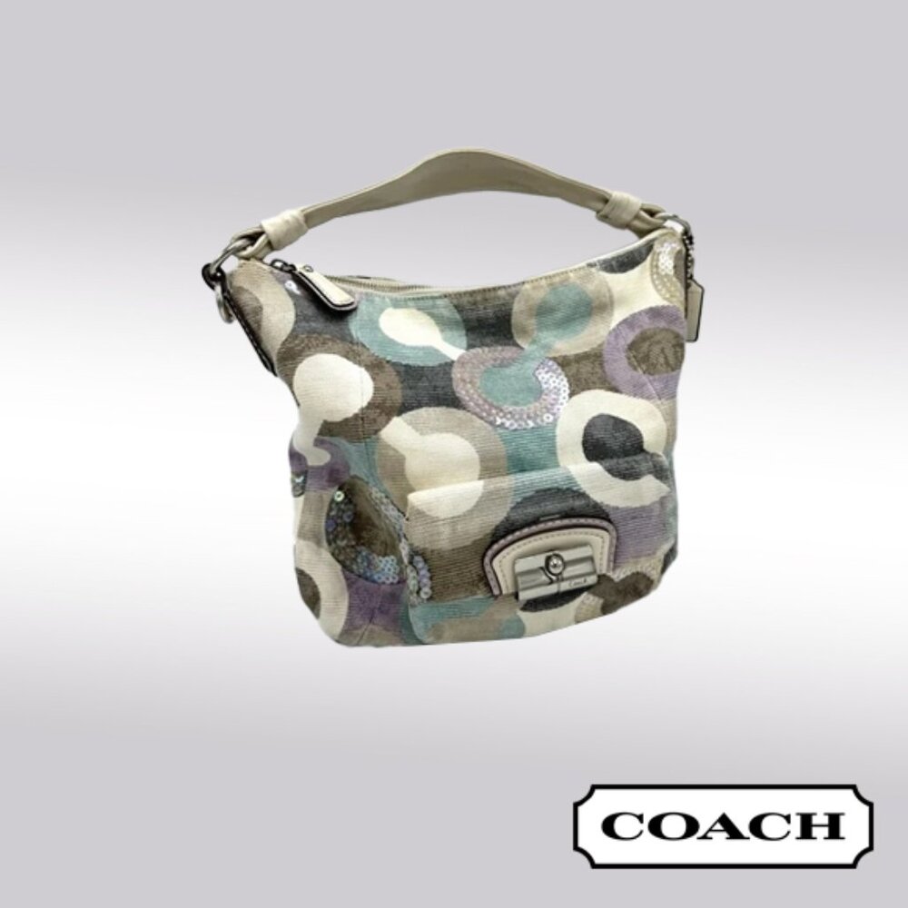 Coach Kristin Graphic Op Art Shoulder Bag – Multicolor with Sequins